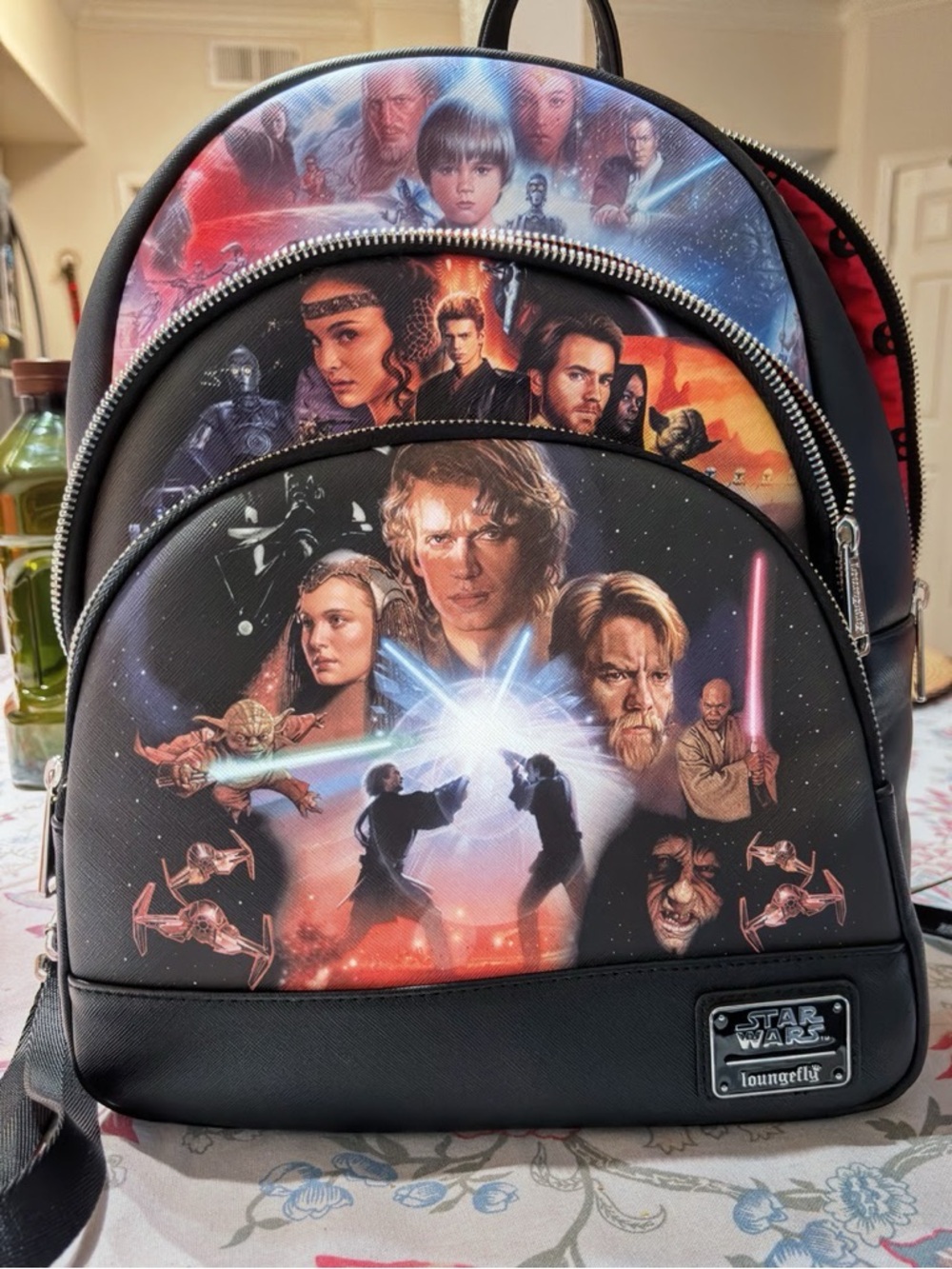 Loungefly Star Wars Black Backpack with Multicolor Character Collage